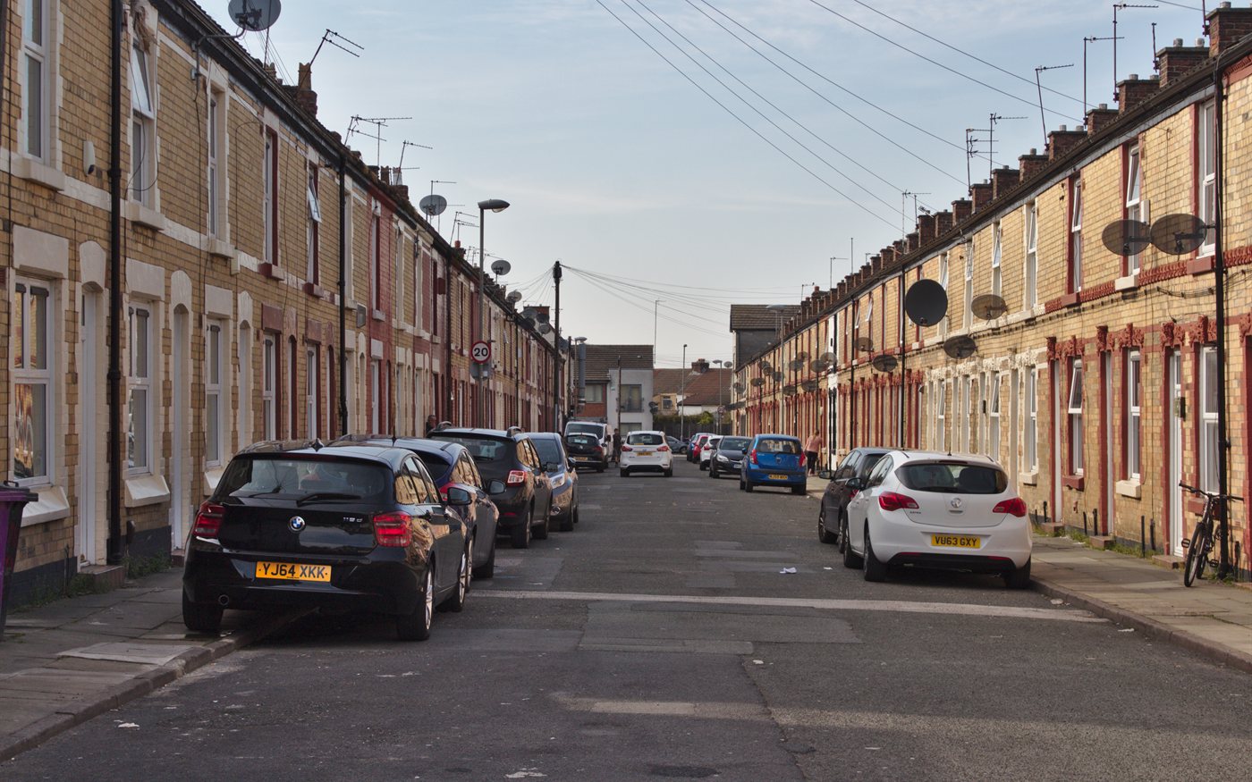Victorian terraced houses on the Welsh Streets in Toxteth, Liverpool